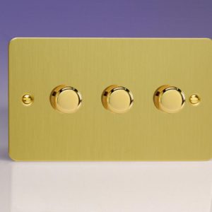 Троен Девиаторен Бутонен Вкл/Изкл Ротационен LED Димер 3 x 15-180W (max 20 LED-a) (Двоен Панел)