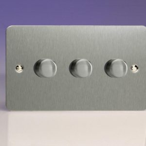 Троен Девиаторен Бутонен Вкл/Изкл Ротационен Димер 3 x 40-250W (Двоен Панел)