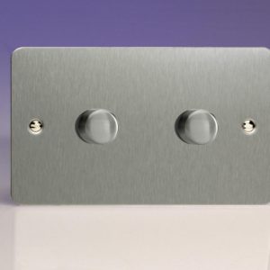 Двоен Девиаторен Бутонен Вкл/Изкл Ротационен LED Димер 2 x 0-120W (1-10 LED-a) (Двоен Панел)